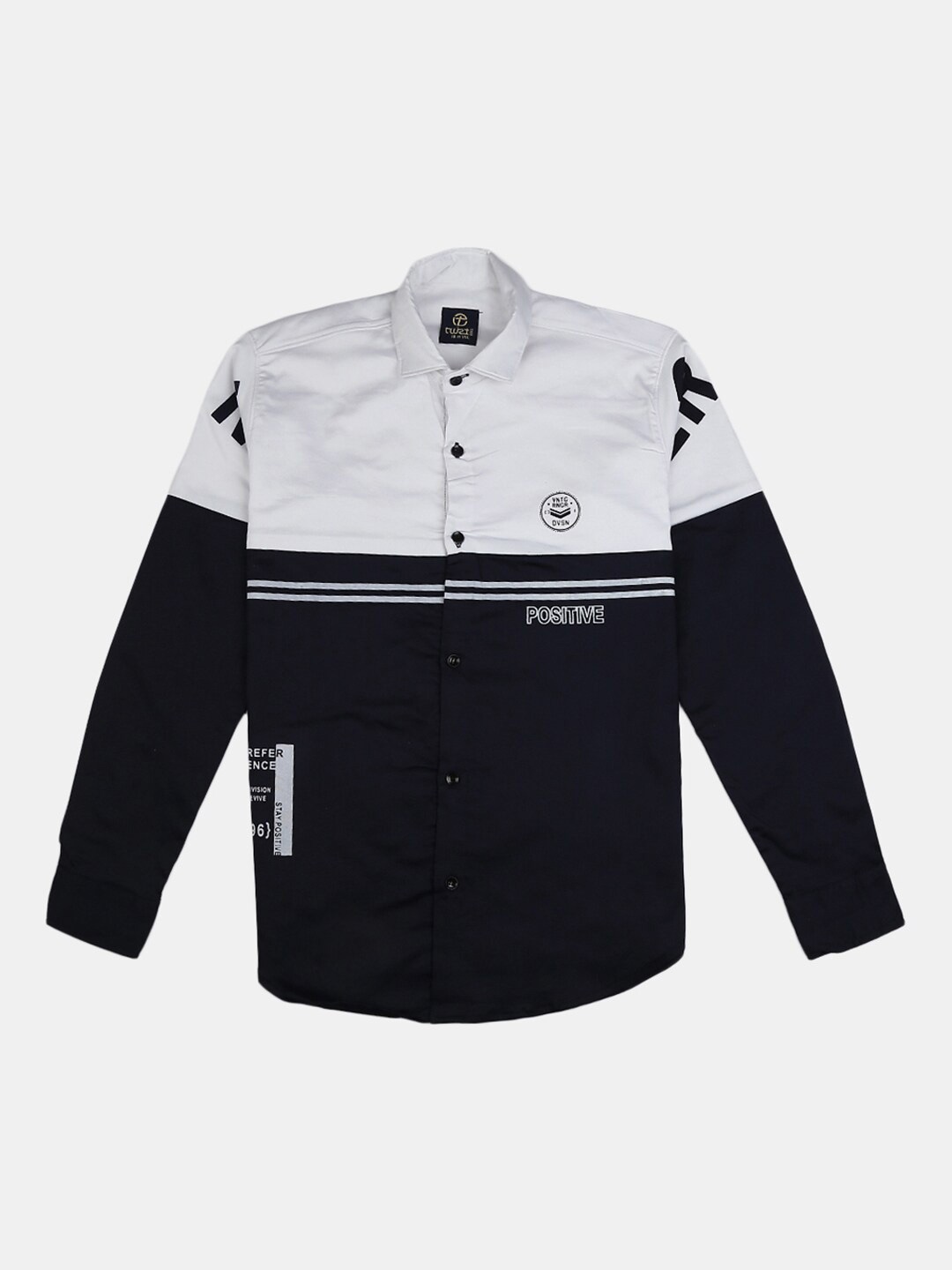 

V-Mart Boys Navy Blue & White Colourblocked Casual Shirt