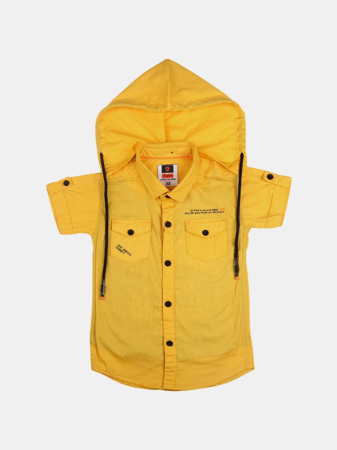 

V-Mart Boys Printed Hooded Casual Shirt, Yellow