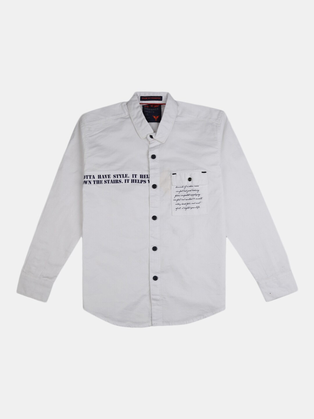 

V-Mart Boys Printed Cotton Casual Shirt, White