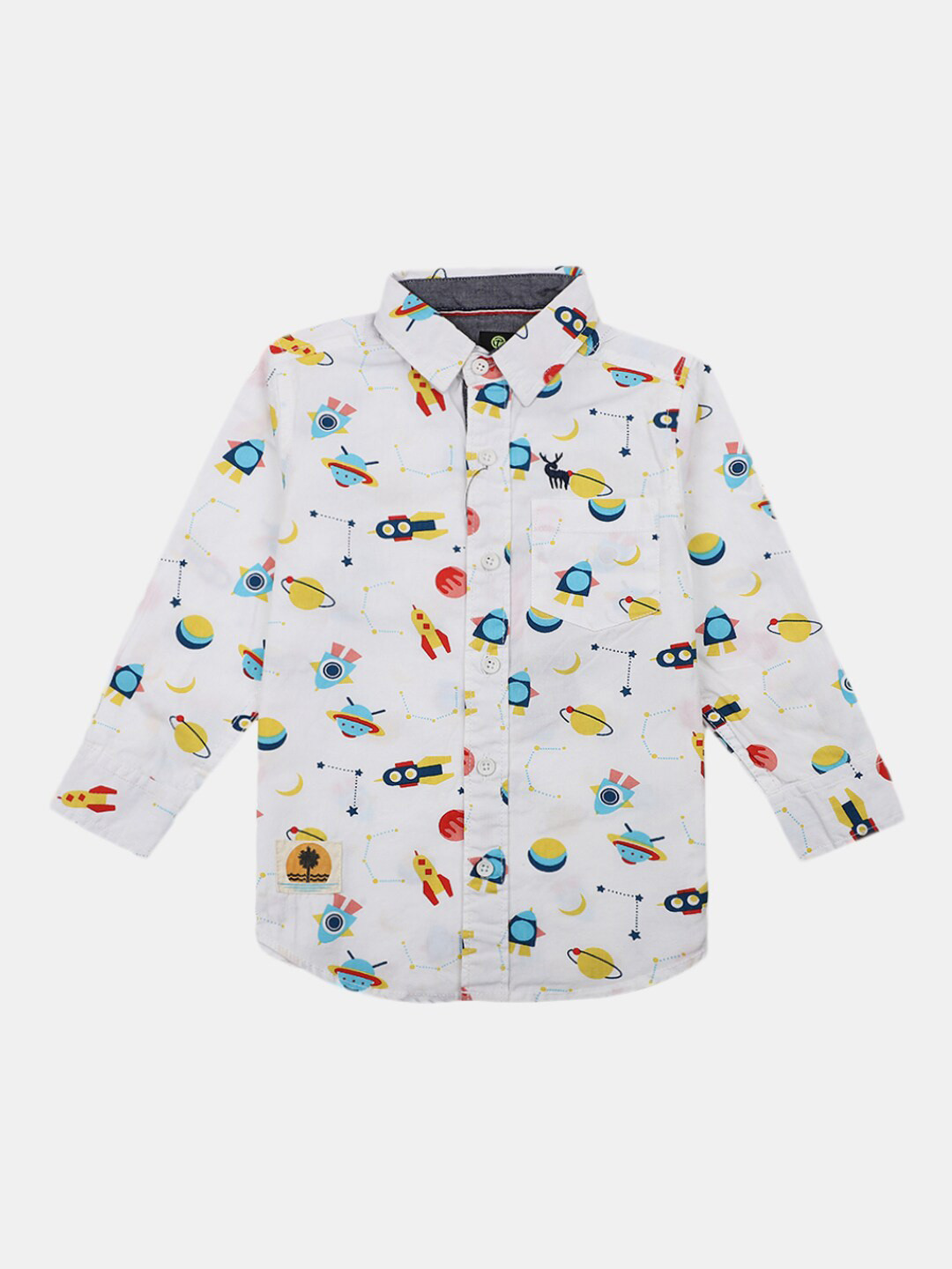 

V-Mart Boys White Printed Casual Shirt