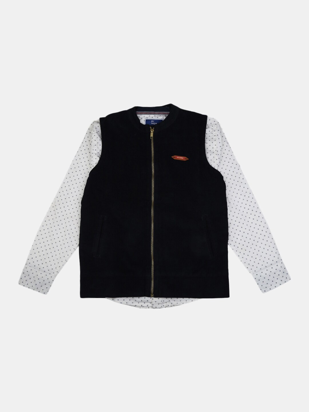 

V-Mart Boys Printed Poplin Casual Shirt With Waistcoat, White