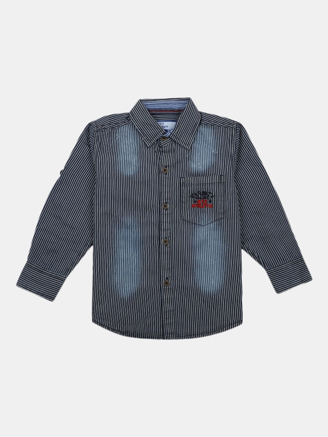 

V-Mart Boys Striped Denim Casual Shirt, Blue
