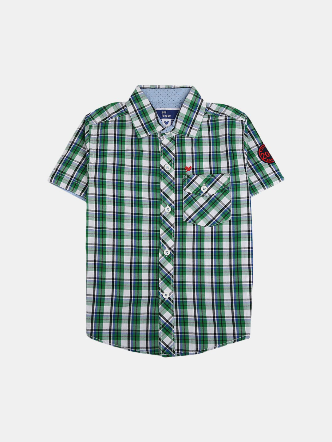 

V-Mart Boys Green & White Tartan Checks Cotton Casual Shirt