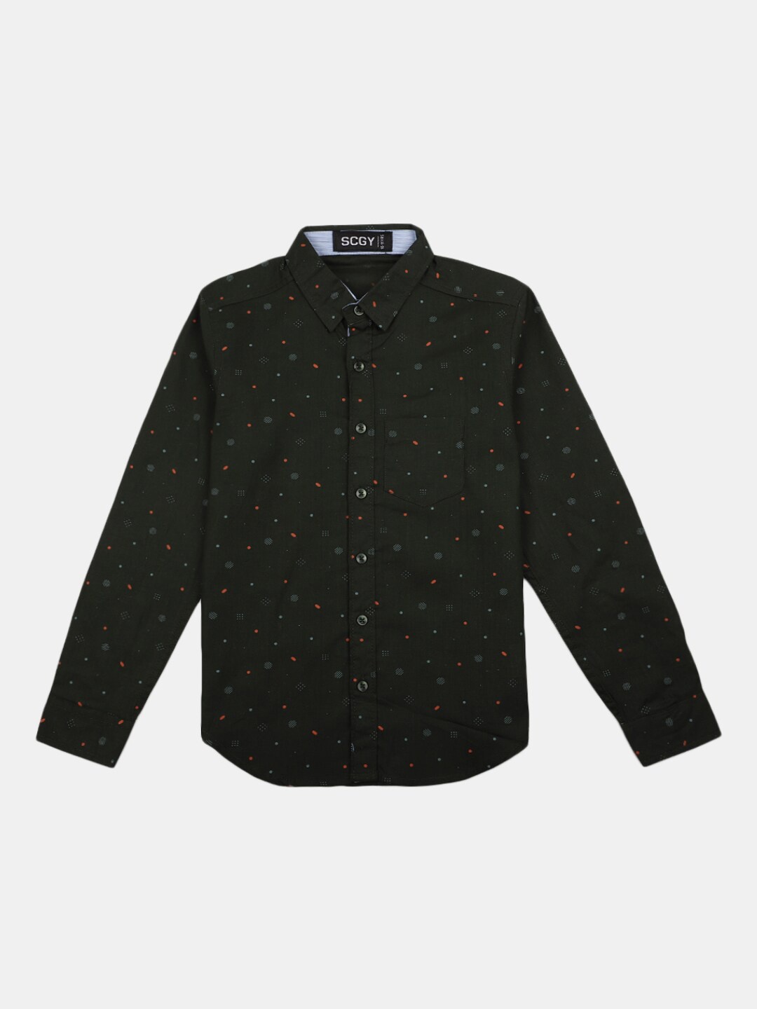 

V-Mart Boys Printed Casual Shirt, Olive