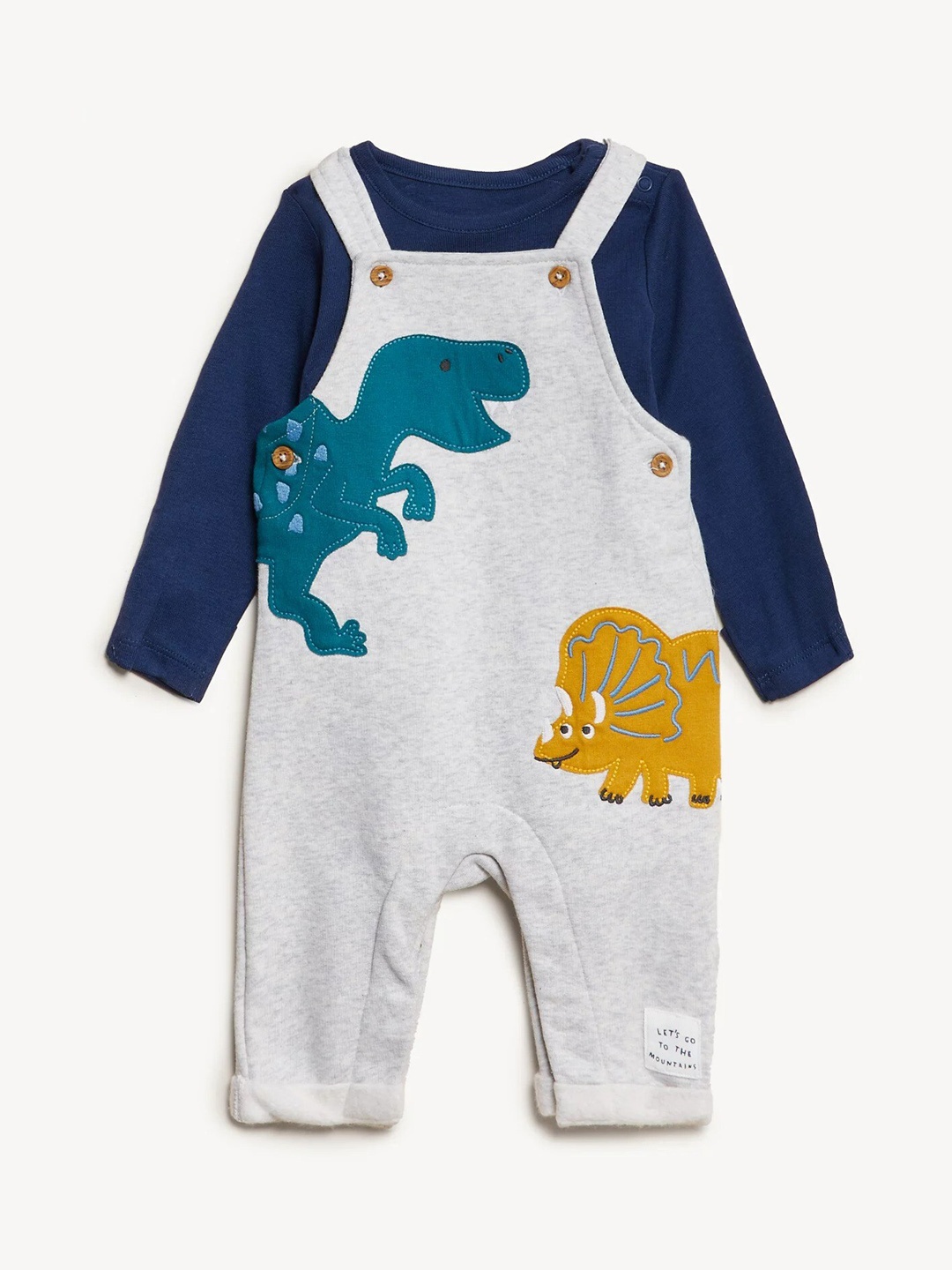 

Marks & Spencer Boys Grey & Blue Printed Cotton Dungarees