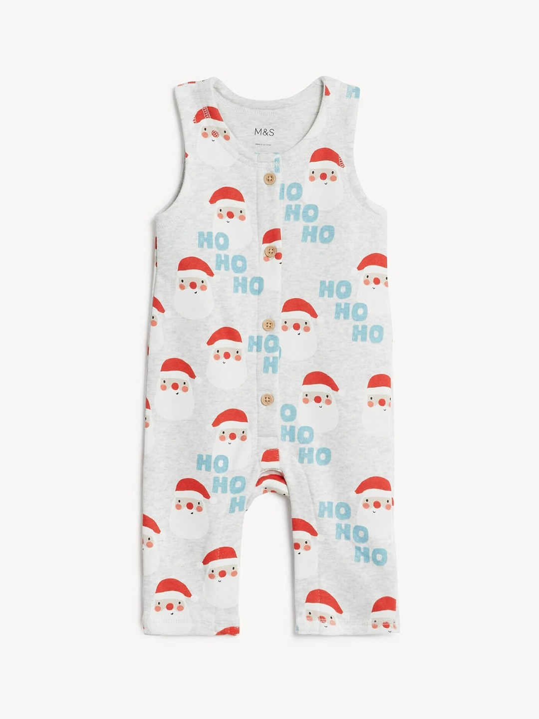 

Marks & Spencer Boys Santa Printed Rompers, Grey