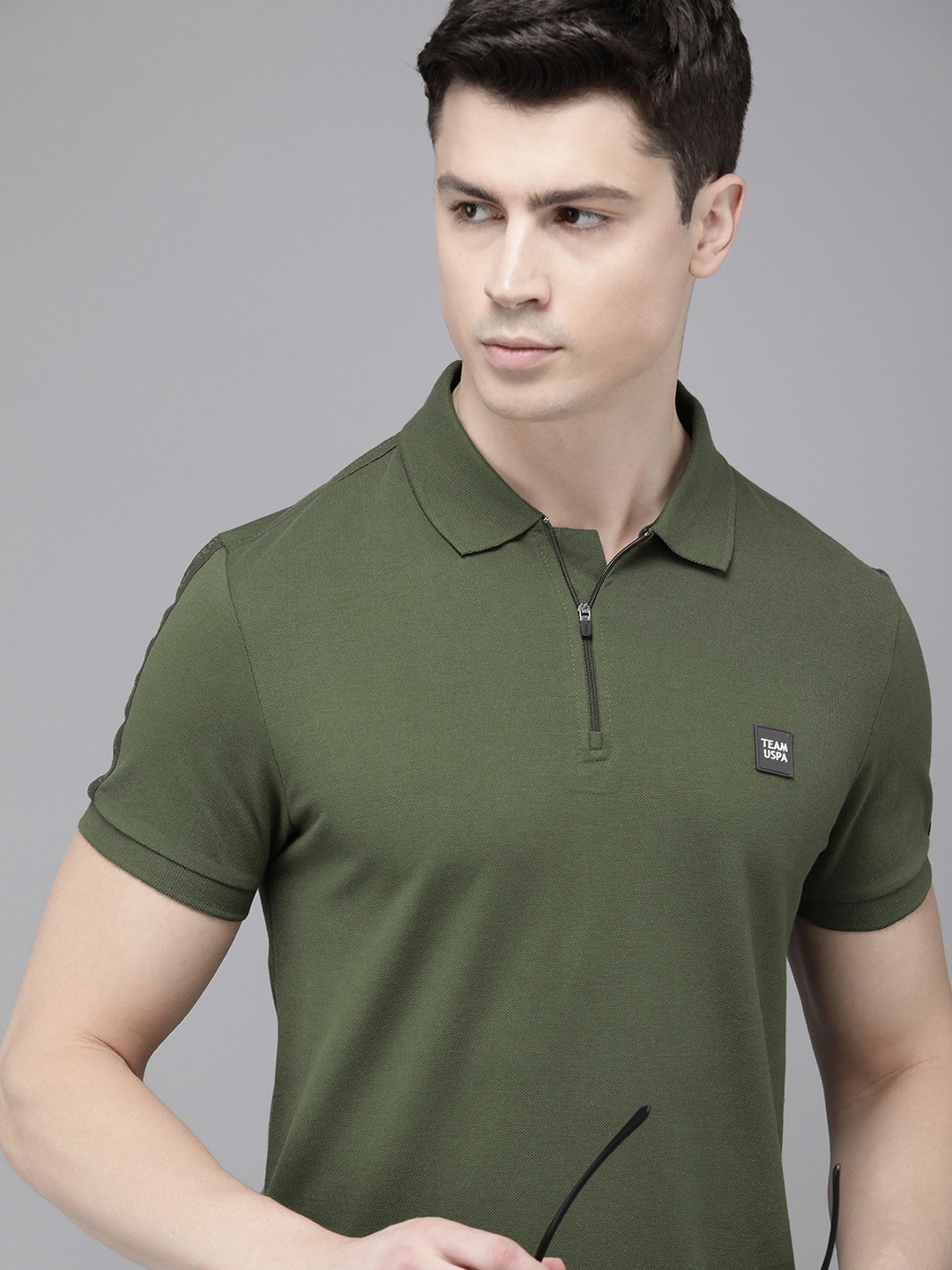 

U.S. Polo Assn. Denim Co. Men Polo Collar T-shirt With Applique Detail, Olive