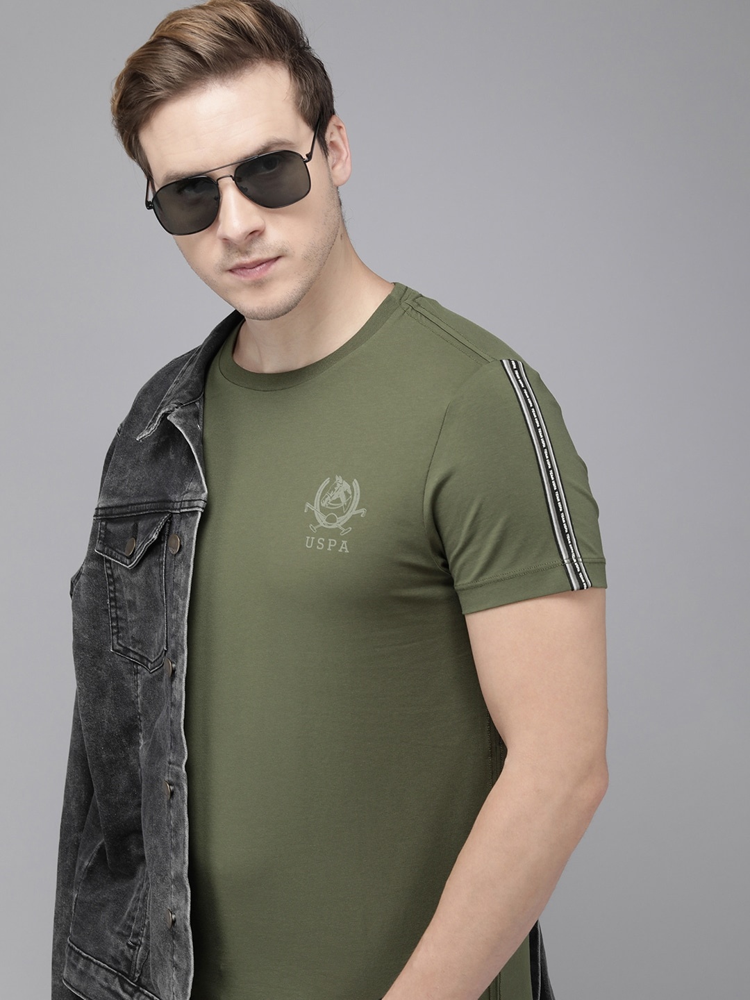 

U.S. Polo Assn. Denim Co. Men Solid Casual T-shirt With Tape Detail, Olive
