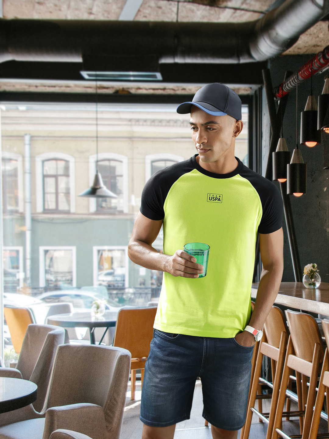 

U S Polo Assn Men Typography Printed Slim Fit T-shirt, Lime green