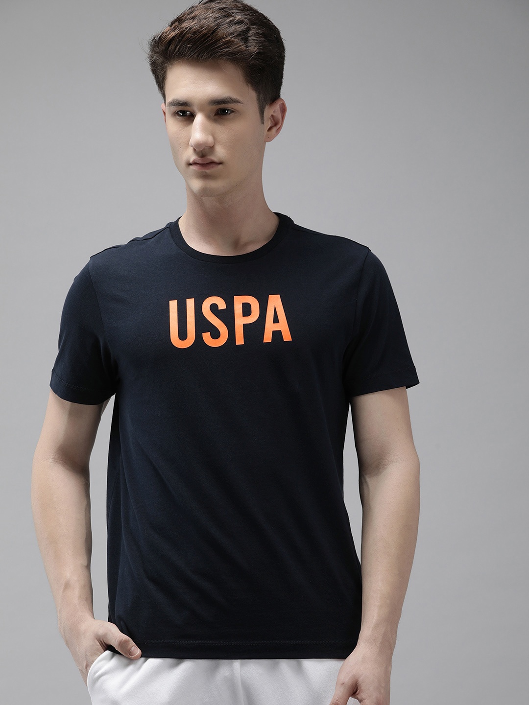 

U S Polo Assn Men Brand Logo Printed Slim Fit T-shirt, Black