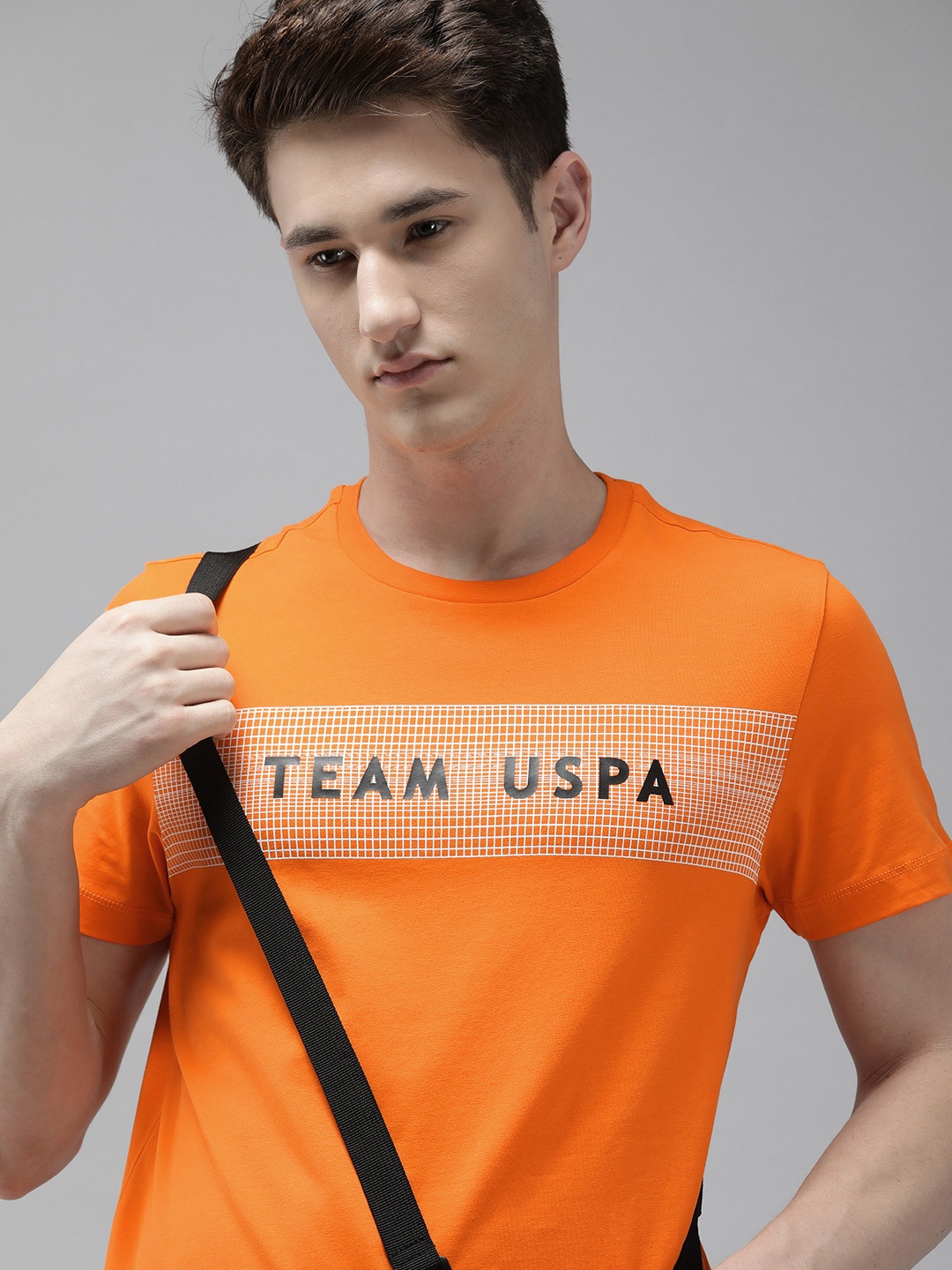 

U S Polo Assn Men Typography Printed Slim Fit T-shirt, Orange