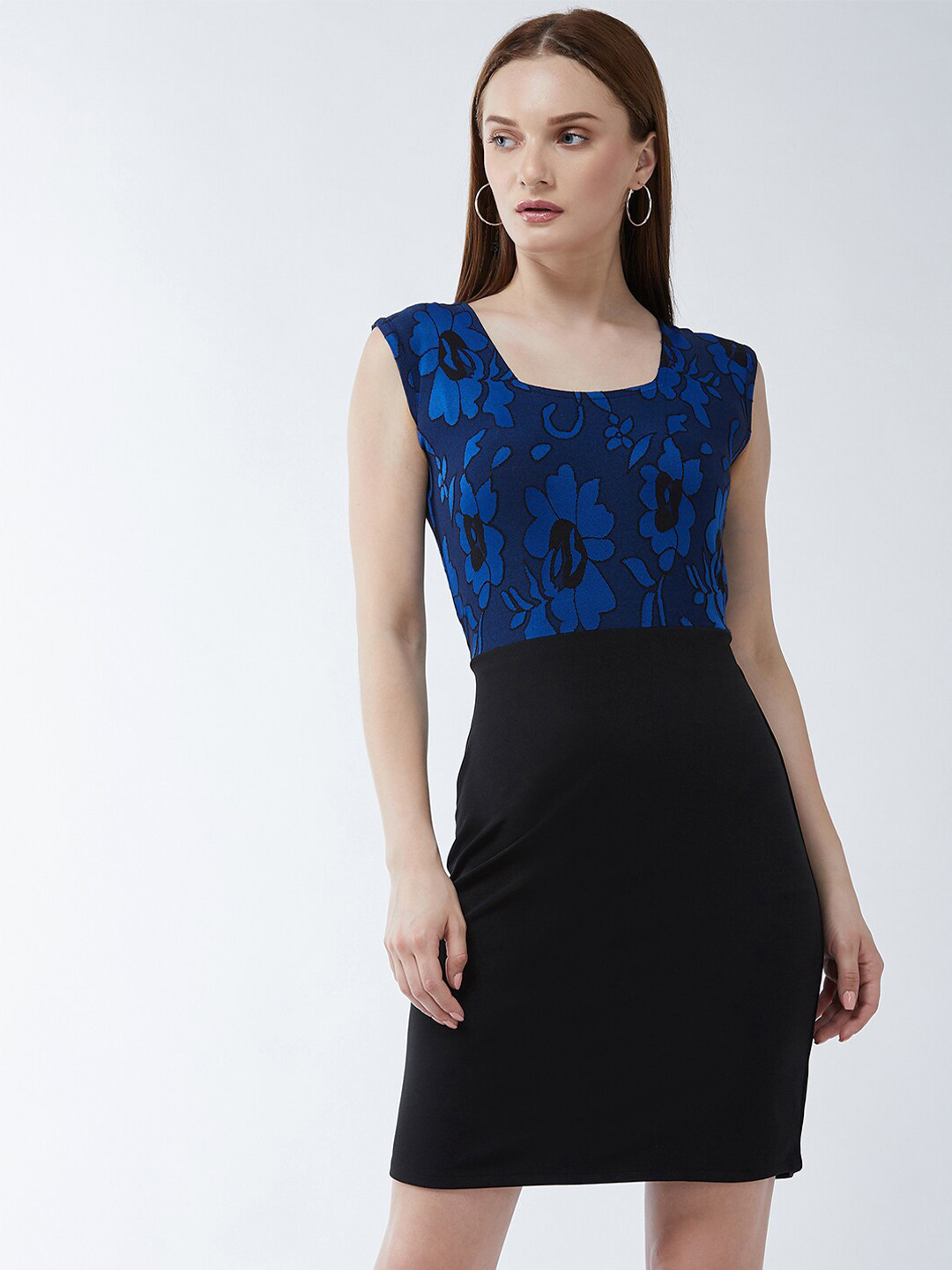 

Purple Feather Women Blue & Black Floral Sheath Dress