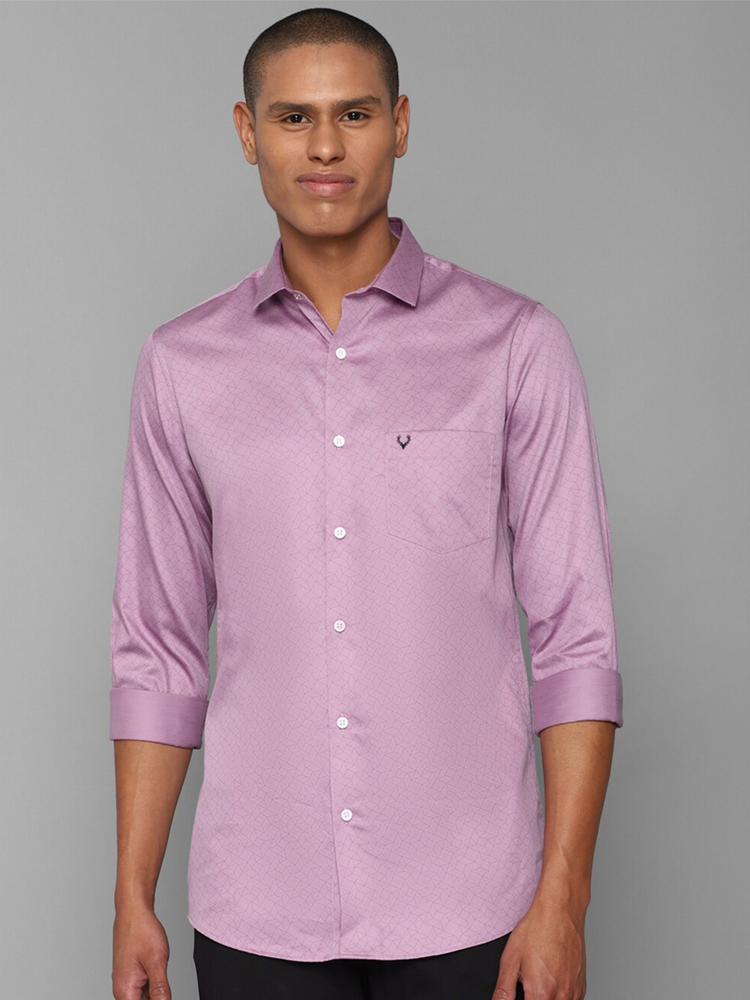 

Allen Solly Men Slim Fit Printed Pure Cotton Casual Shirt, Purple