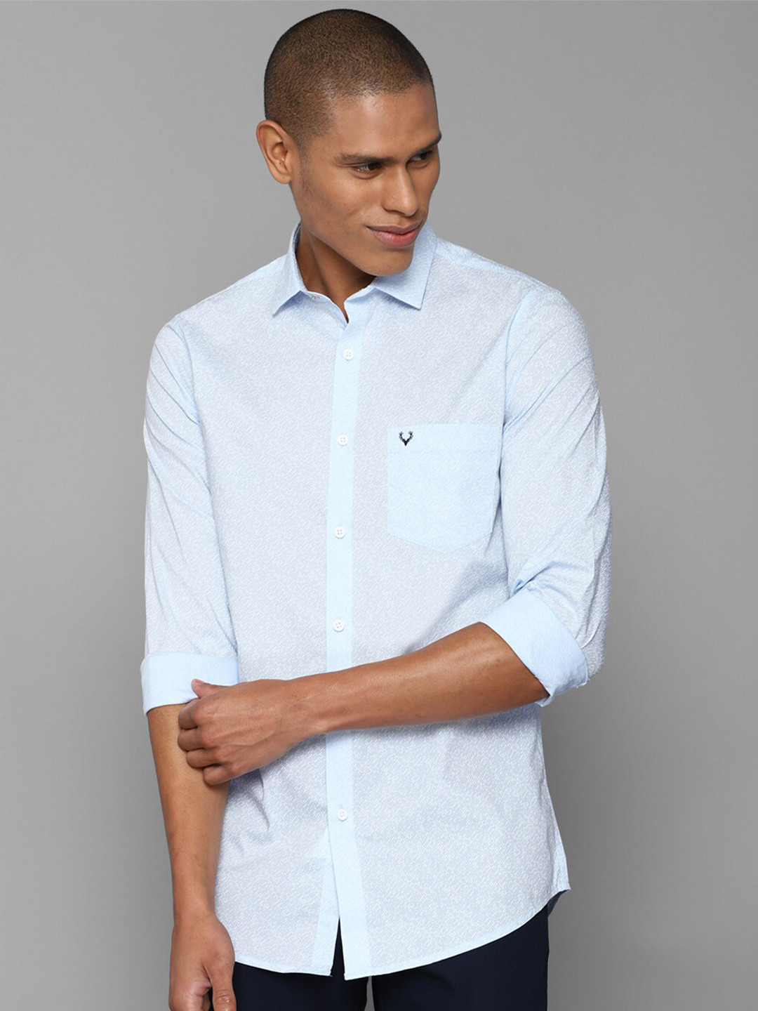 

Allen Solly Men Slim Fit Printed Cotton Casual Shirt, Blue