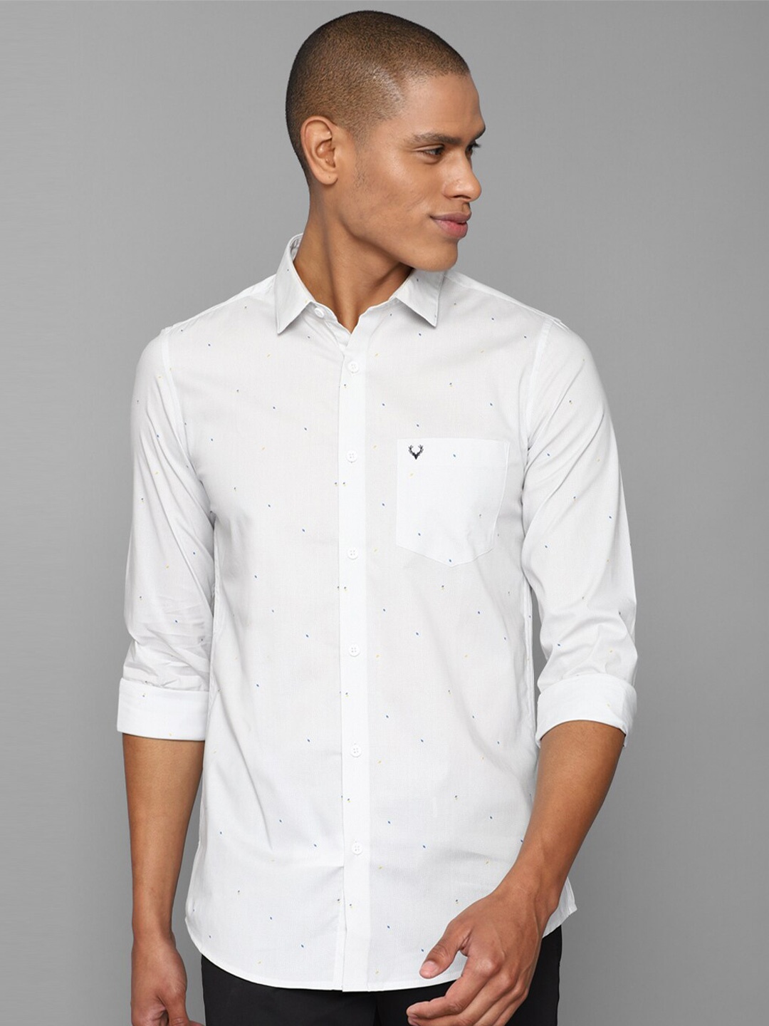 

Allen Solly Men Slim Fit Printed Cotton Casual Shirt, White