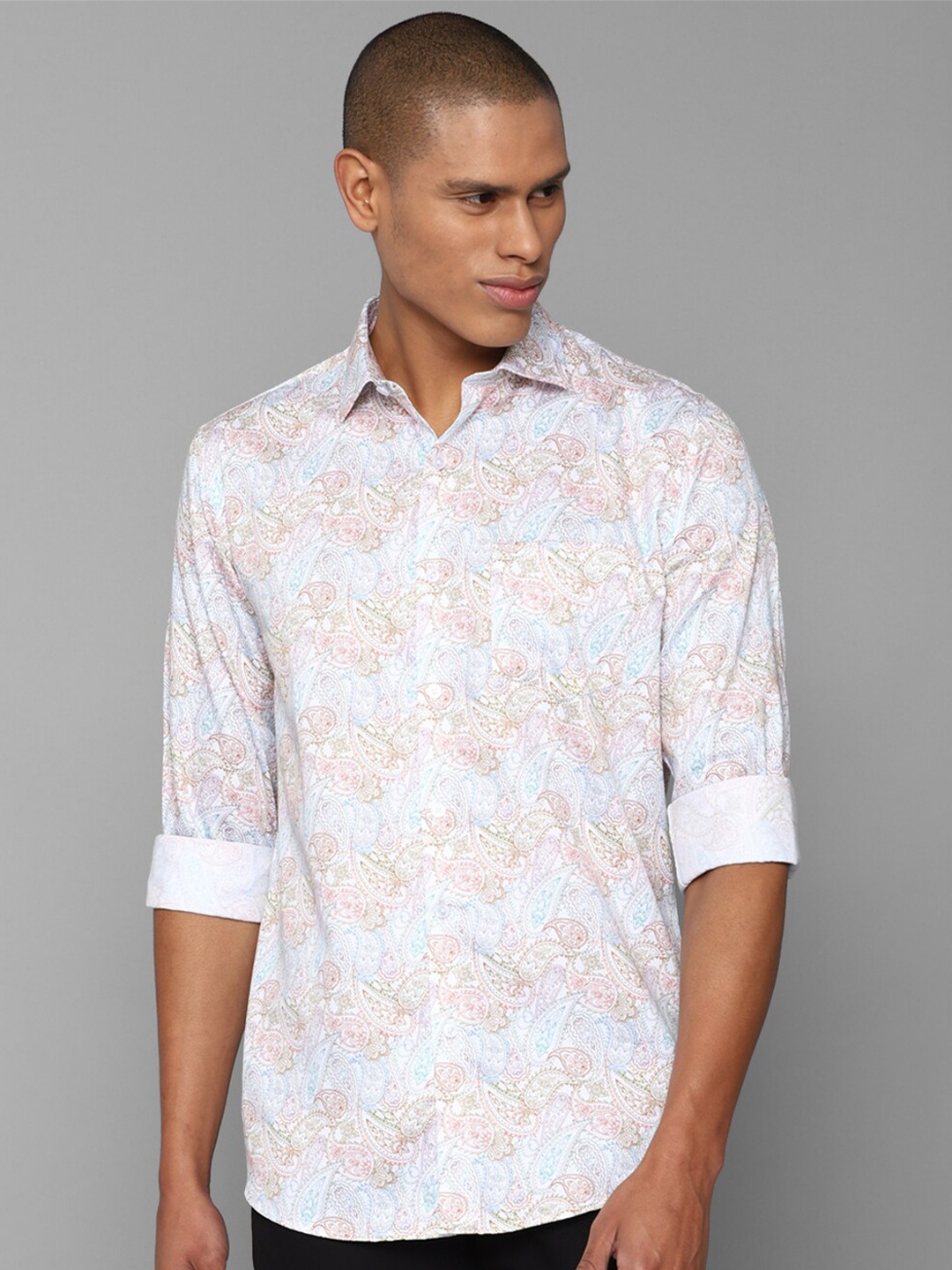 

Allen Solly Men Blue Slim Fit Printed Pure Cotton Casual Shirt