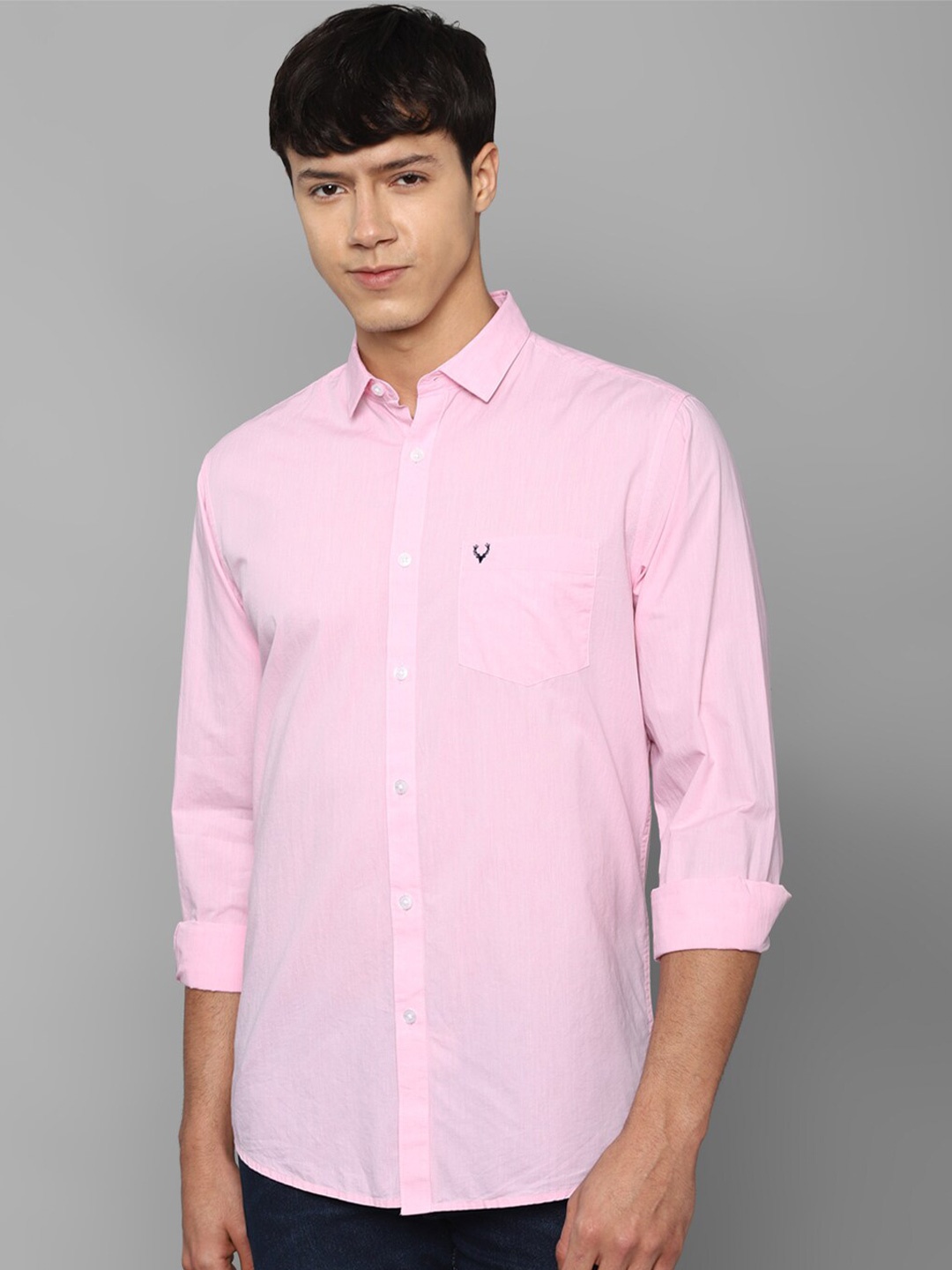 

Allen Solly Men Pink Slim Fit Solid Pure Cotton Casual Shirt