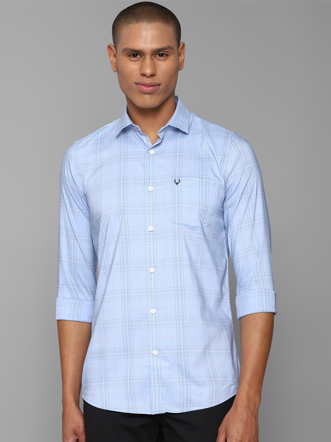 

Allen Solly Men Comfort Slim Fit Checked Casual Shirt, Blue