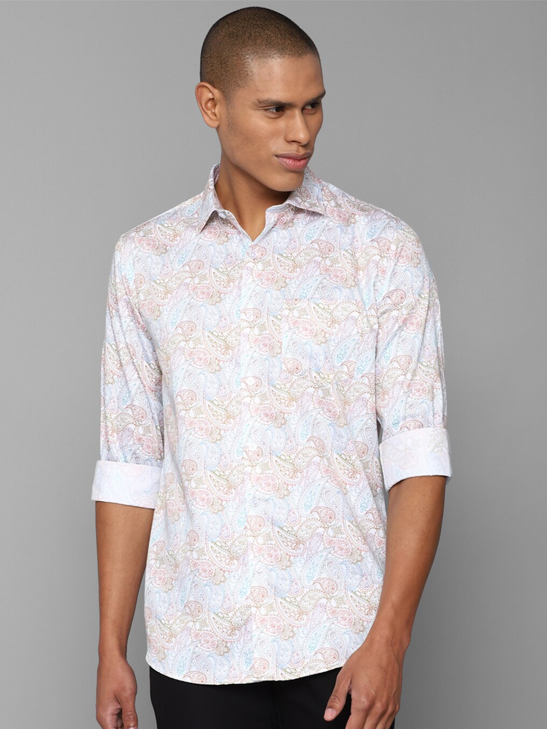 

Allen Solly Men Blue Slim Fit Printed Pure Cotton Casual Shirt