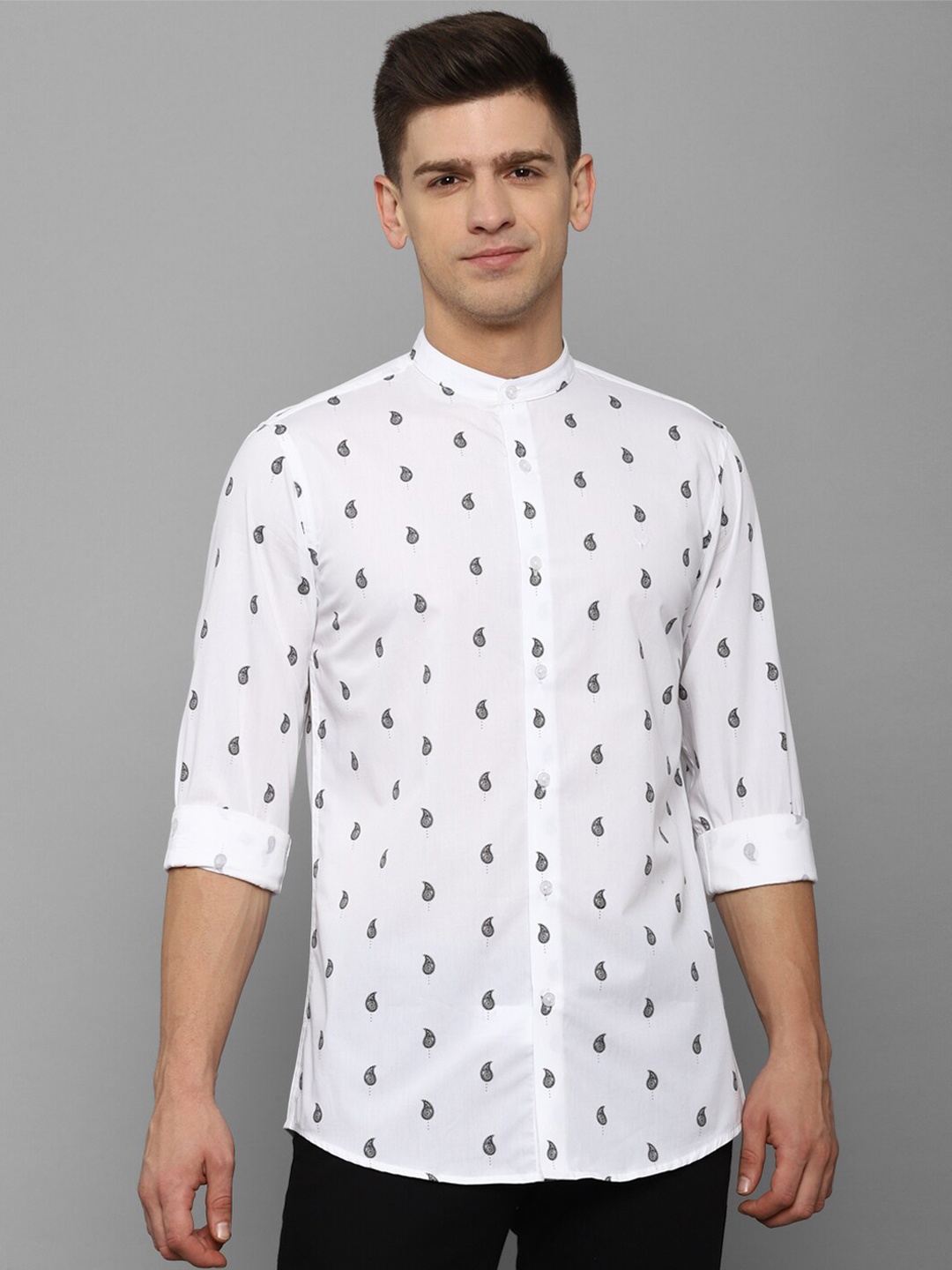 

Allen Solly Men Comfort Slim Fit Printed Cotton Casual Shirt, White