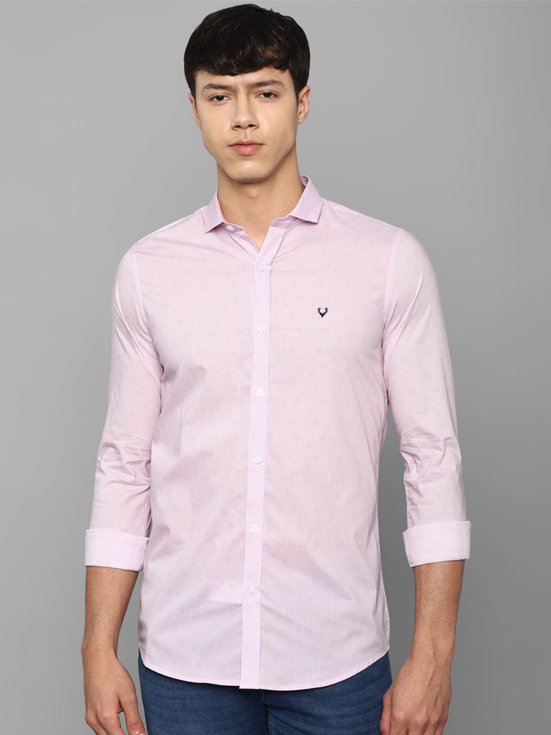 

Allen Solly Men Comfort Slim Fit Checked Casual Shirt, Pink