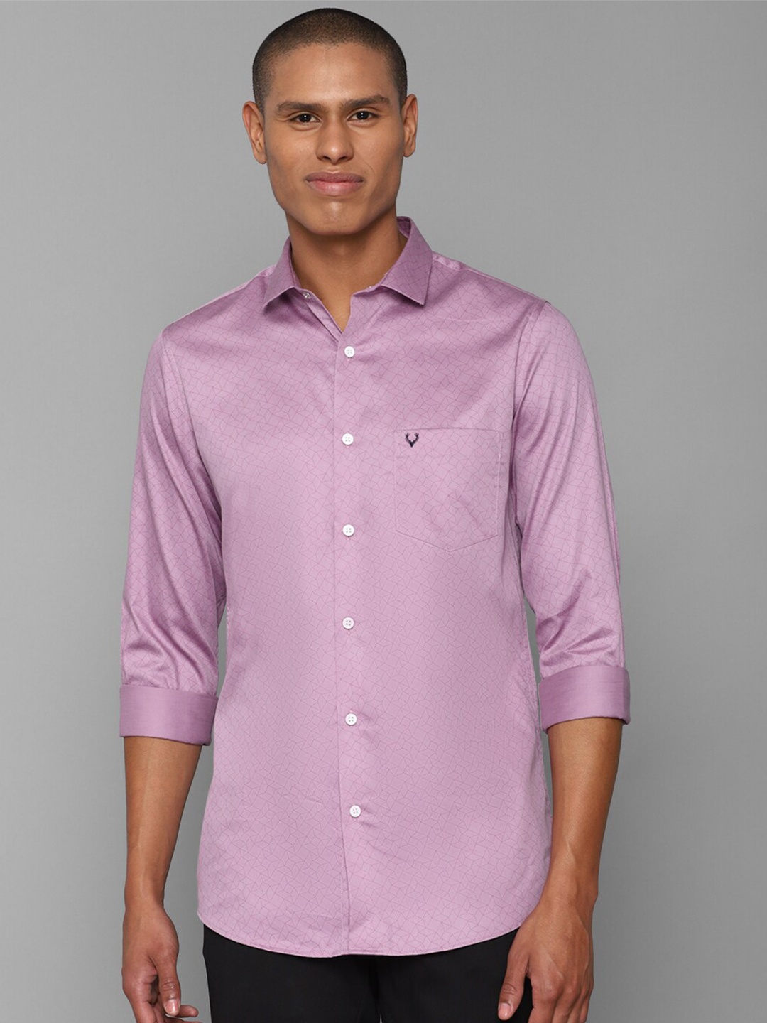 

Allen Solly Men Slim Fit Printed Cotton Casual Shirt, Purple