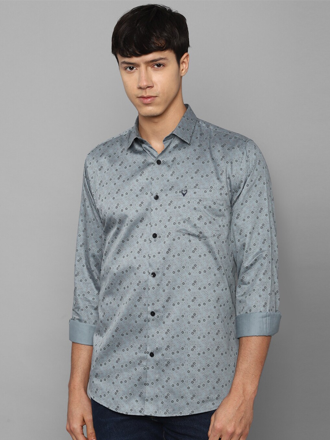

Allen Solly Men Grey Slim Fit Floral Printed Cotton Casual Shirt