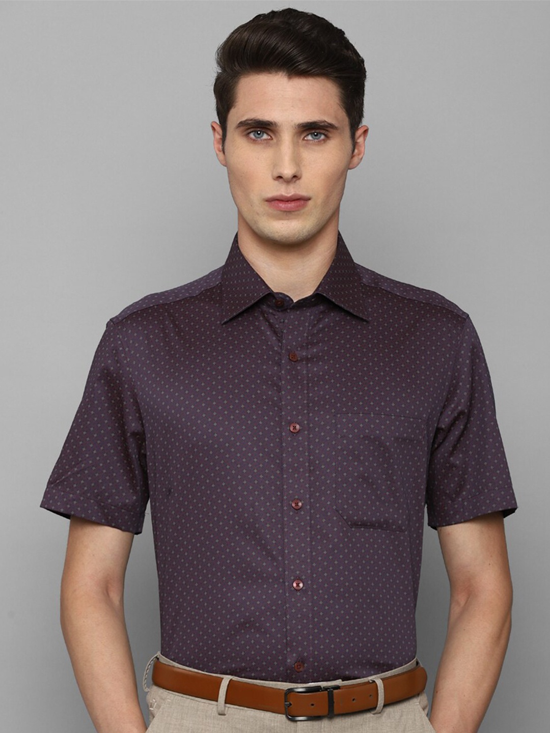 

Louis Philippe Men Purple Printed Pure Cotton Formal Shirt