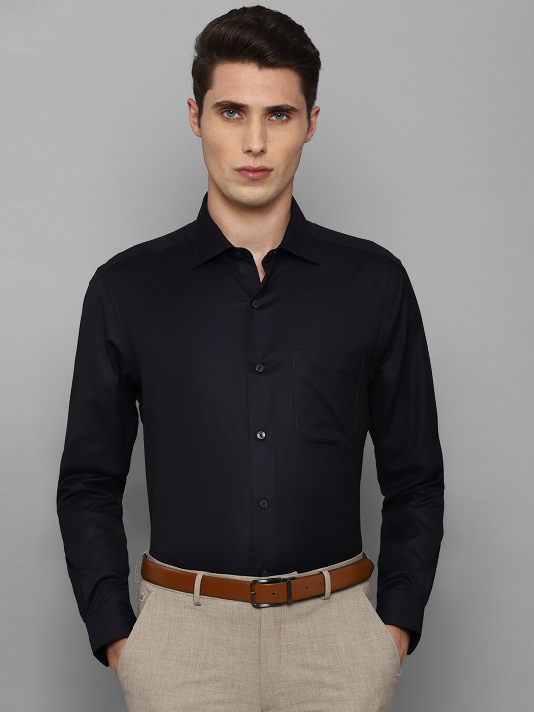 

Louis Philippe Men Black Pure Cotton Formal Shirt