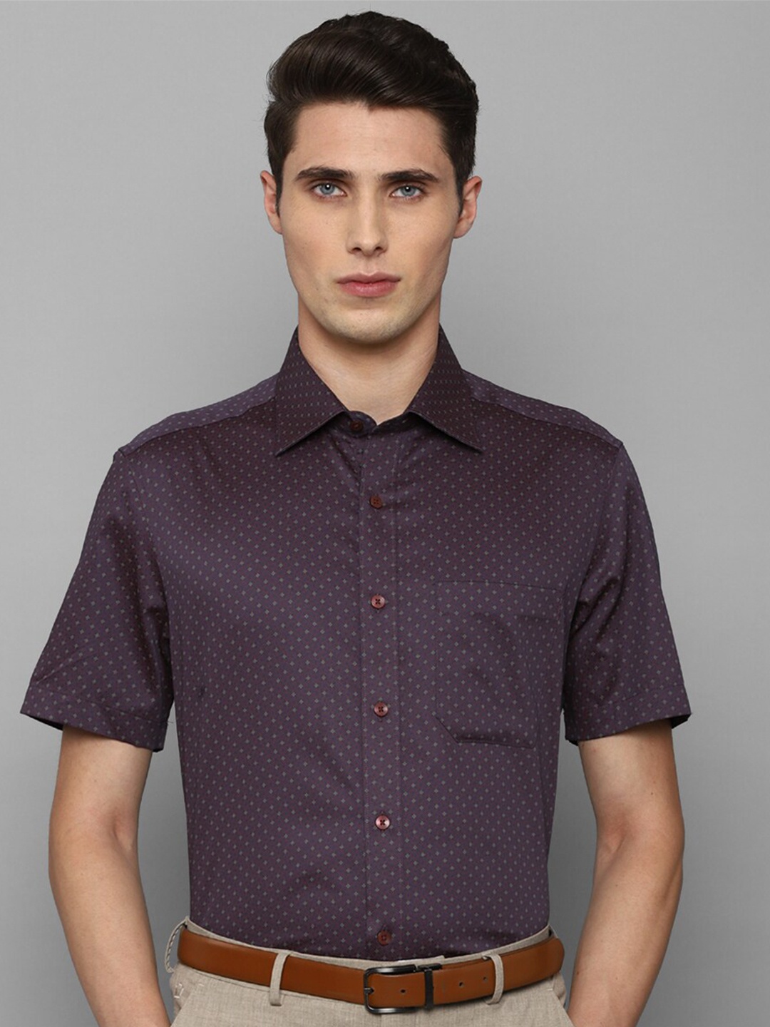 

Louis Philippe Men Purple Printed Pure Cotton Formal Shirt