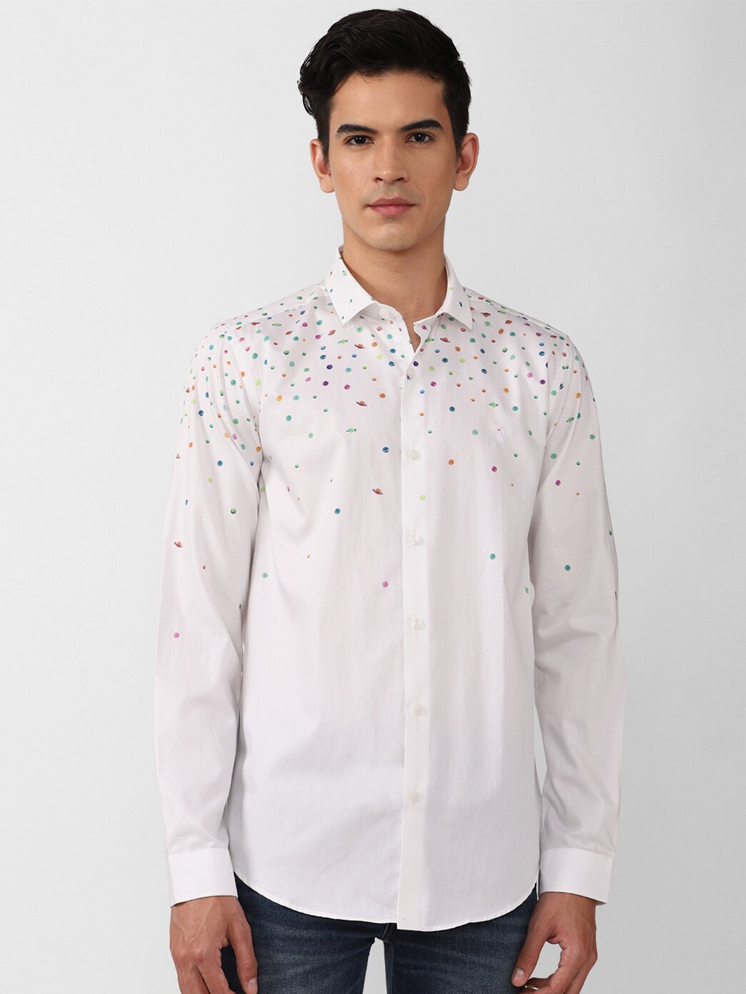 

SIMON CARTER LONDON Men Slim Fit Printed Pure Cotton Casual Shirt, White