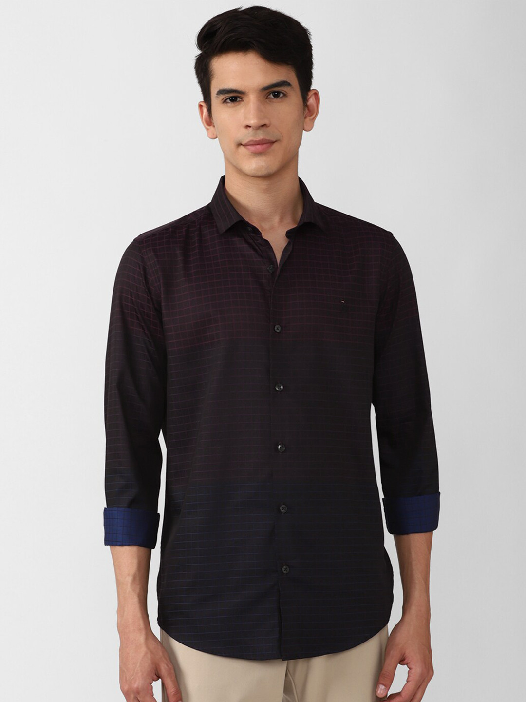 

SIMON CARTER LONDON Men Slim Fit Checked Pure Cotton Casual Shirt, Burgundy