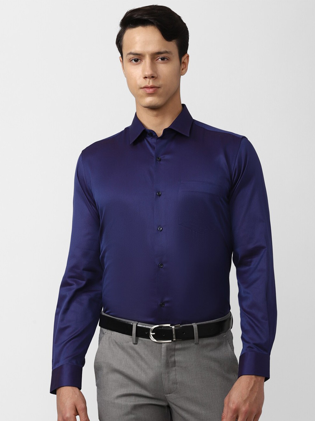 

Van Heusen Men Plus Size Blue Pure Cotton Formal Shirt