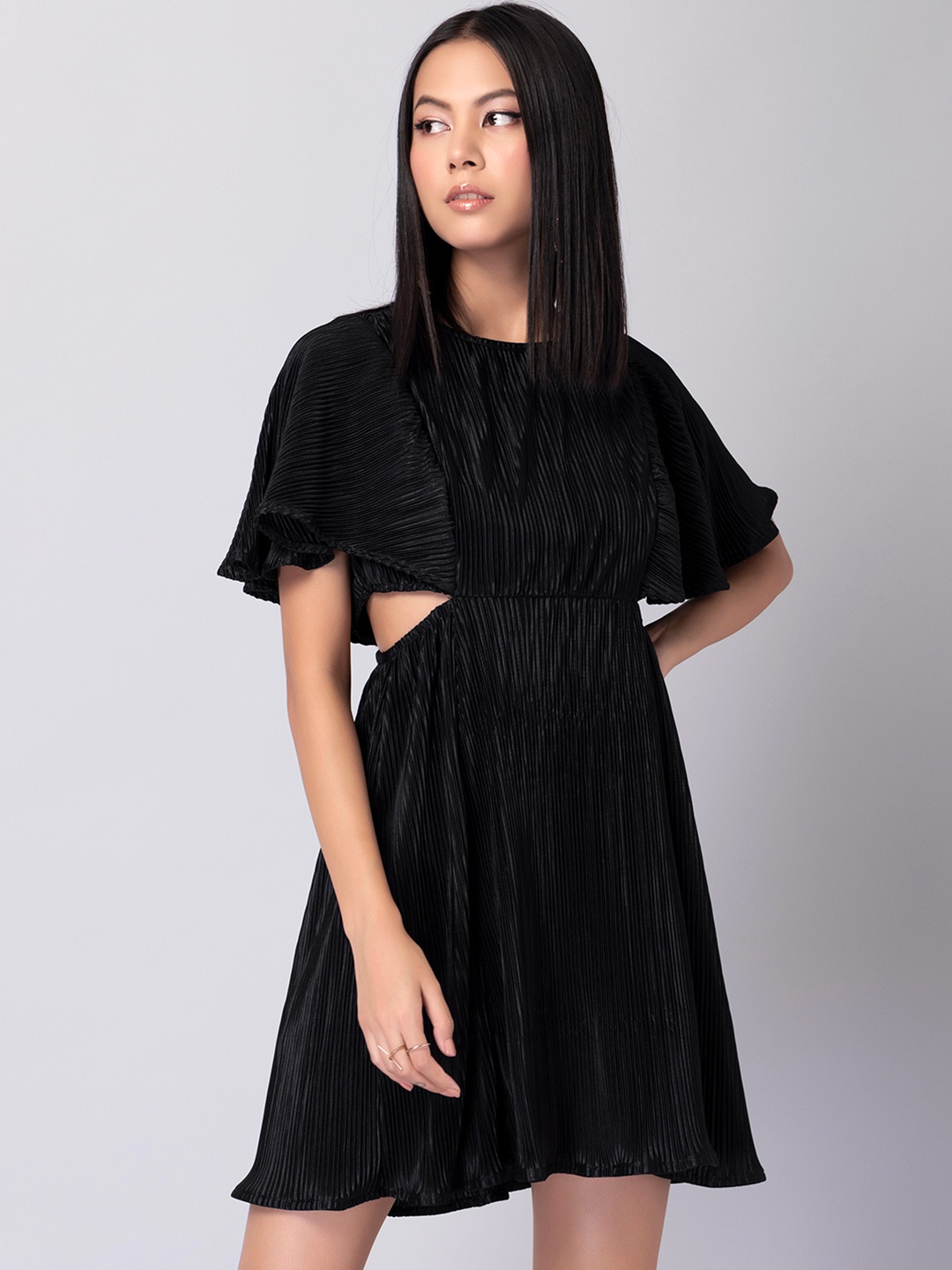 

FabAlley Women Black Cut-out A-Line Dress