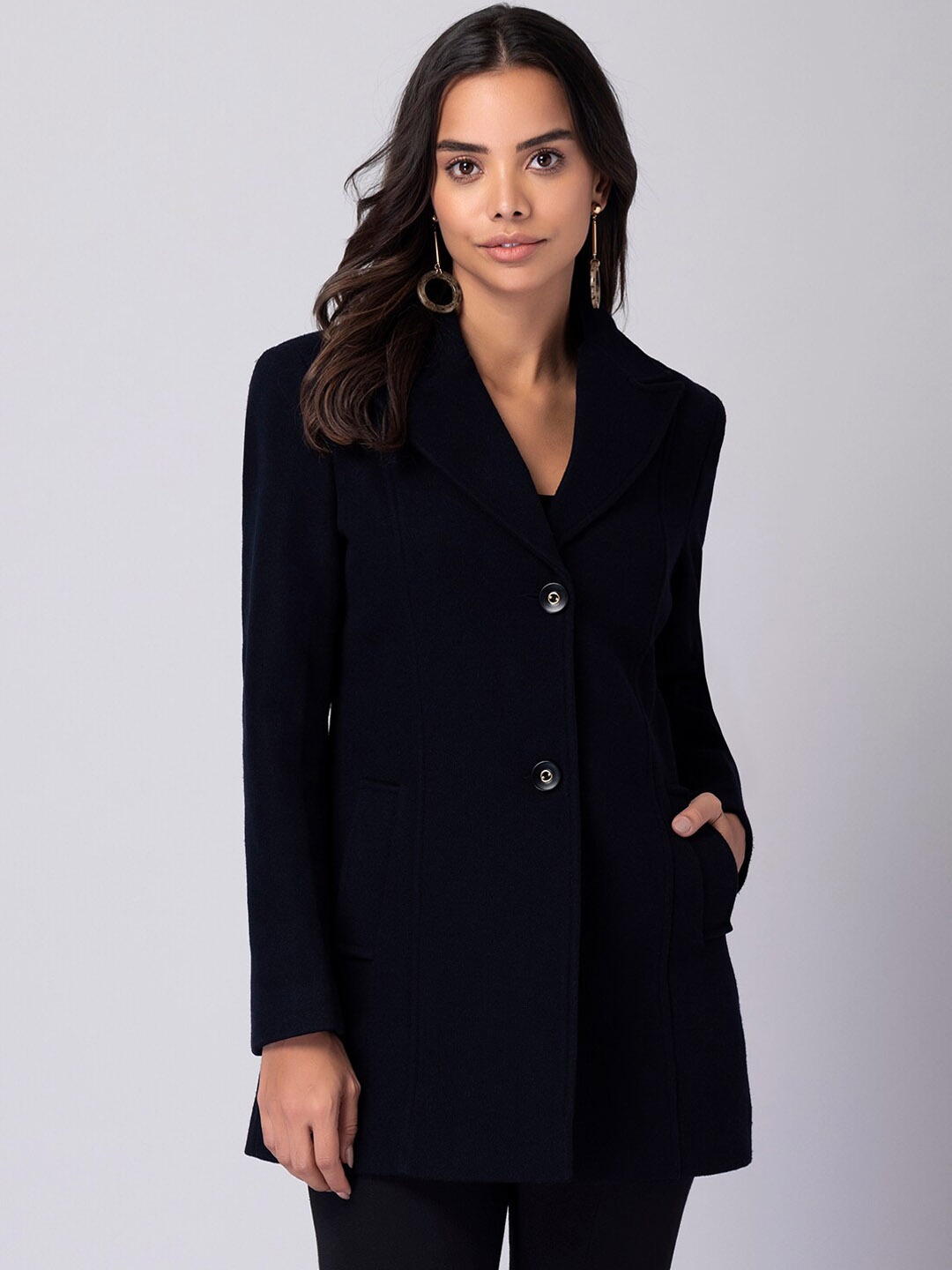 

FabAlley Women Navy Blue Regular Fit Single-Breasted Blazer