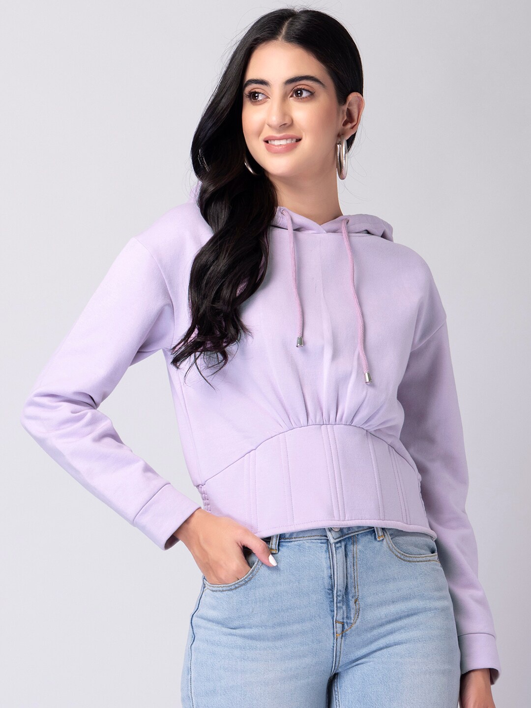 

FabAlley Women Purple Hooded Sweatshirt