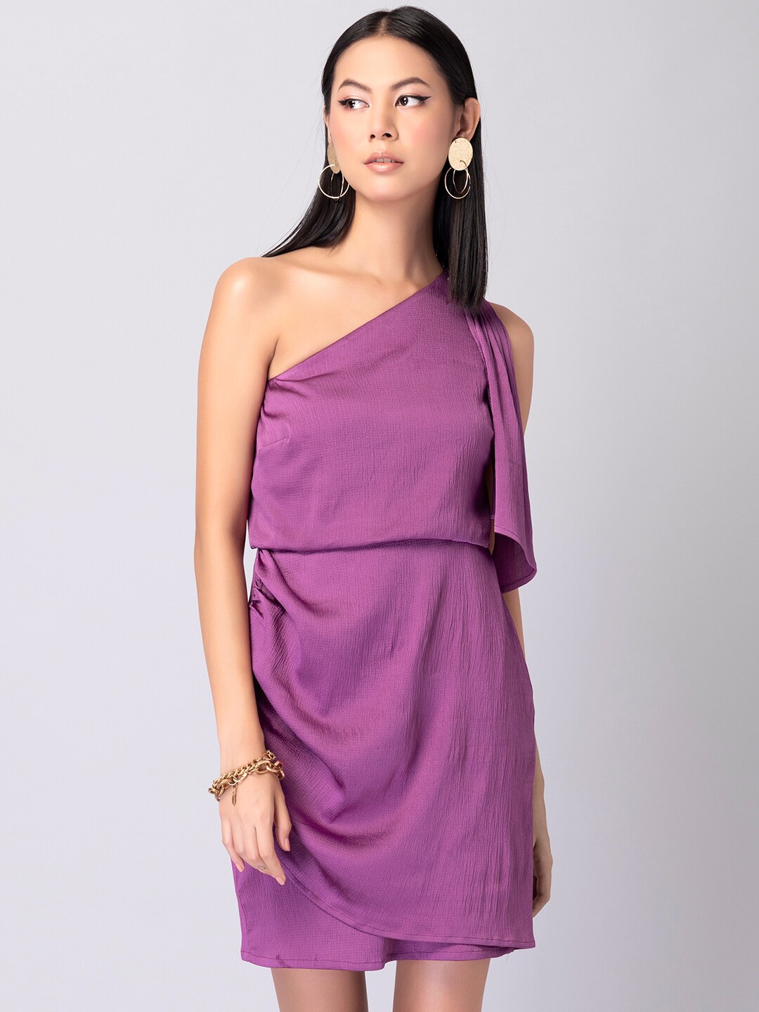 

FabAlley Women Lavender Sheath One Shoulder Dress