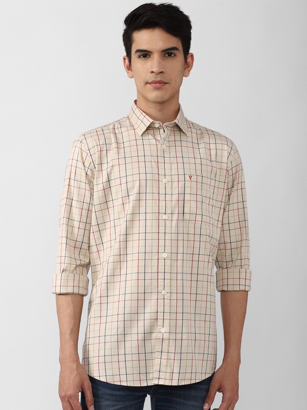 

Van Heusen Sport Men Plus Size Slim Fit Checked Casual Shirt, Beige