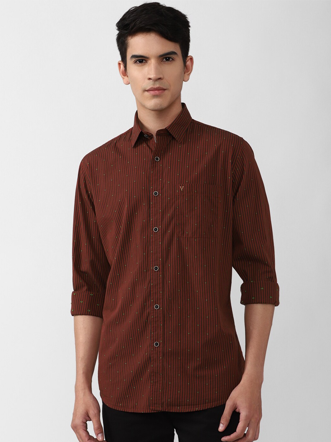 

Van Heusen Sport Men Maroon Slim Fit Micro Checks Checked Cotton Casual Shirt