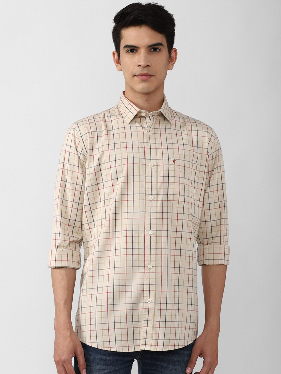 

Van Heusen Sport Men Slim Fit Checked Casual Shirt, Beige