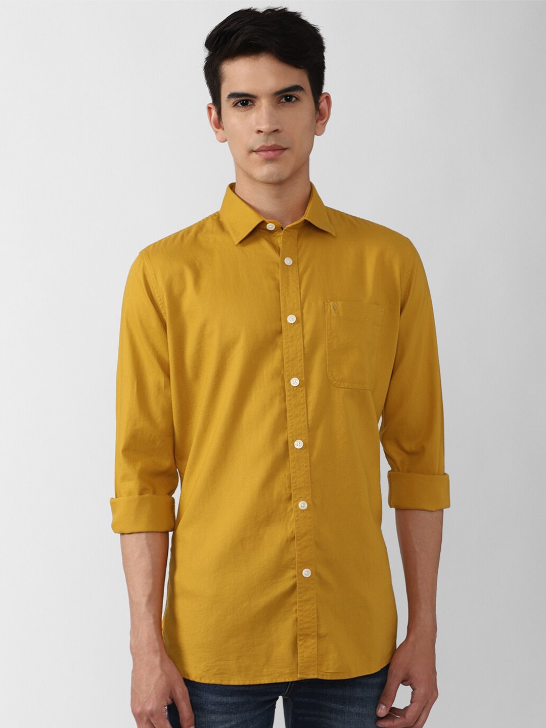 

Van Heusen Sport Men Plus Size Yellow Slim Fit Cotton Casual Shirt