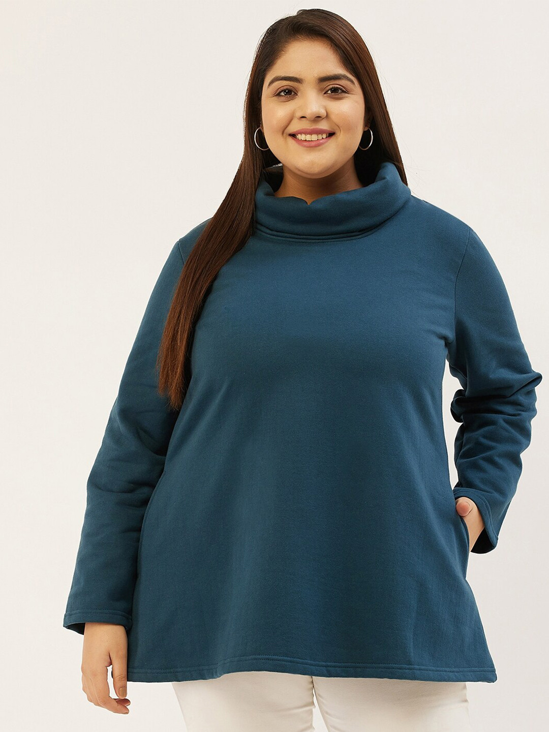 

theRebelinme Turtle Neck Fleece Sweatshirt, Teal