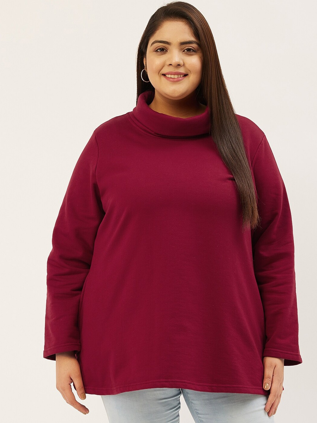 

theRebelinme Plus Size Women Maroon Sweatshirt