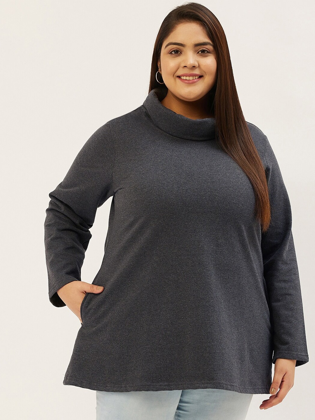 

theRebelinme Women Charcoal Sweatshirt