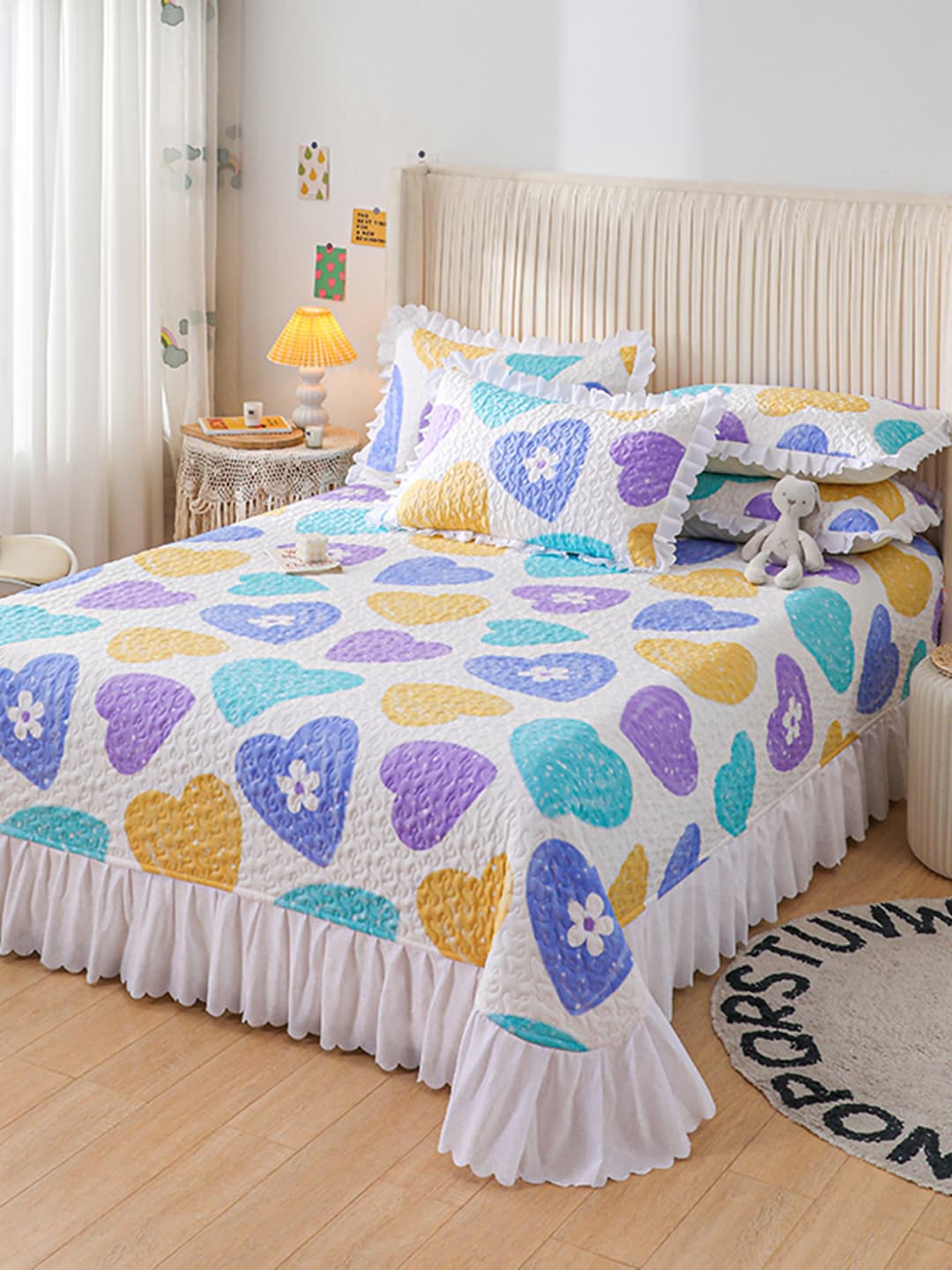 

JC Collection Graphic Double Queen Bedding Set, White