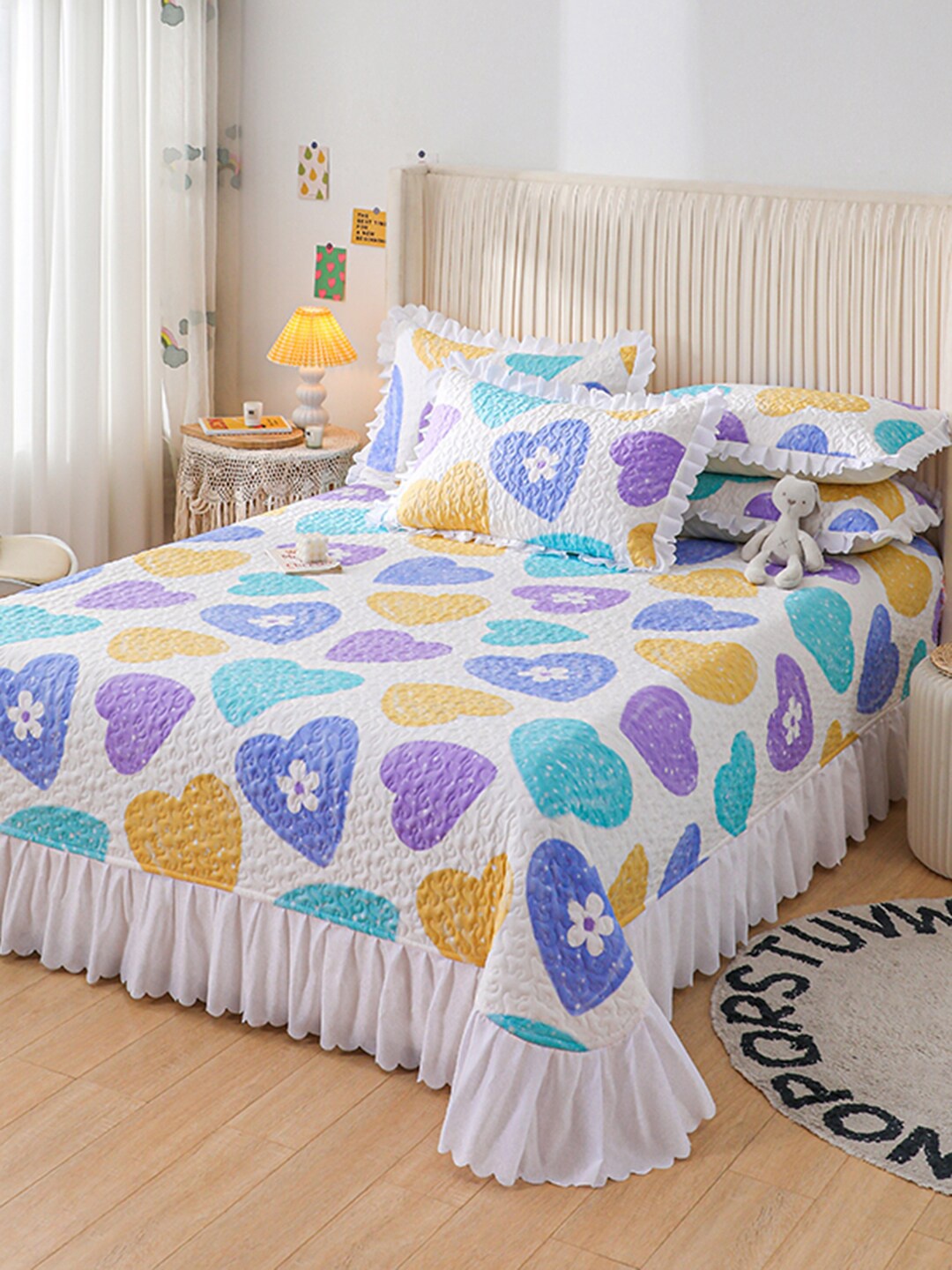 

JC Collection Printed Double King Bed Cover With 2 Pillow Covers, Multi