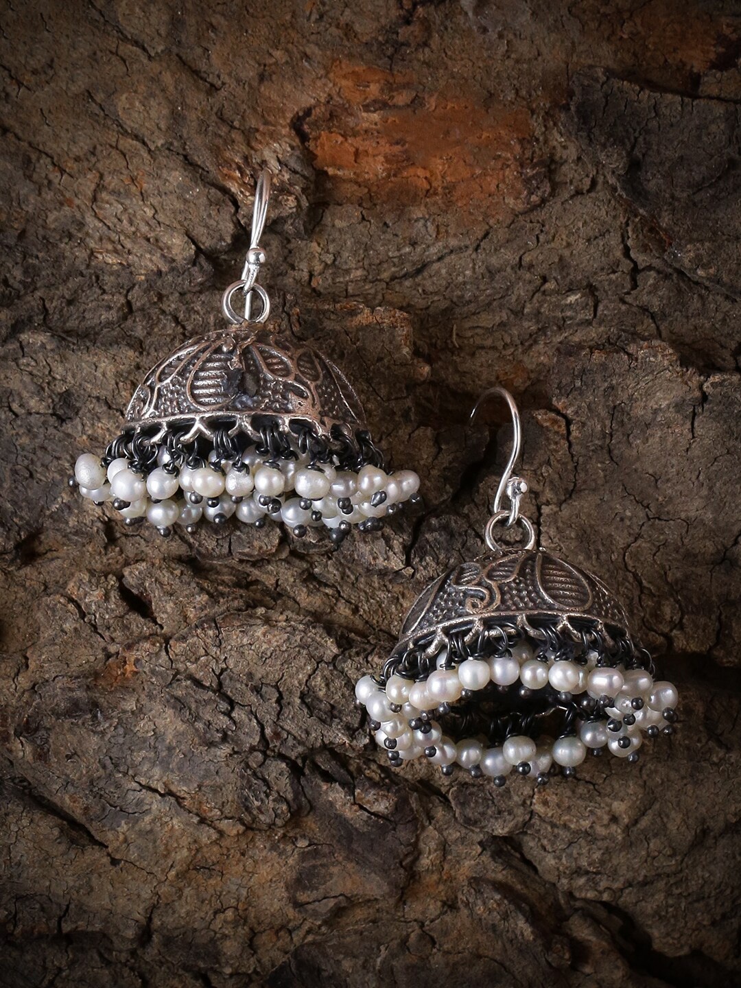 

ADORN by Nikita Ladiwala 92.5 Sterling Silver Dome Shaped Jhumkas Earrings