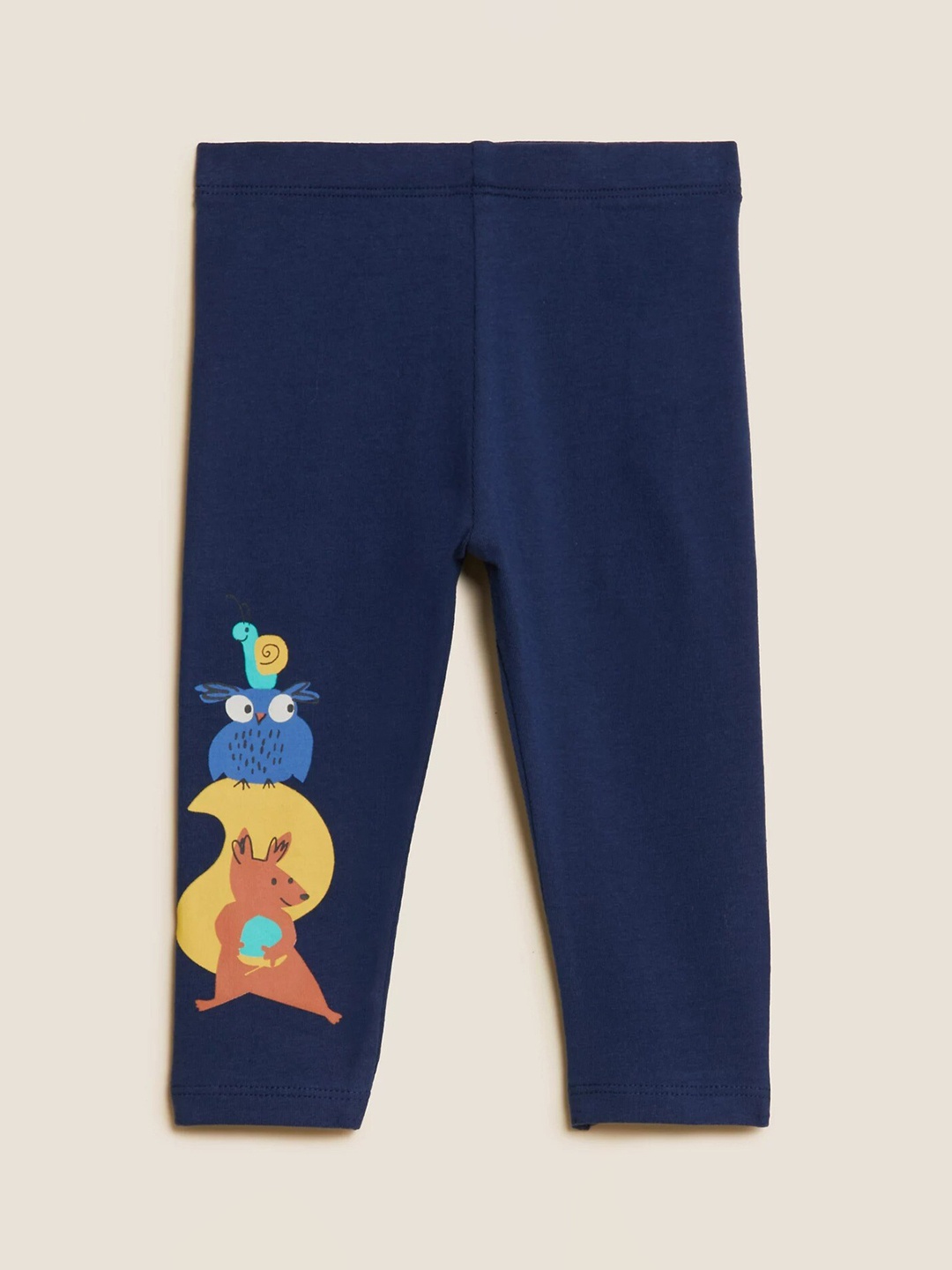 

Marks & Spencer Boys Navy Blue & Yellow Printed Cotton Leggings