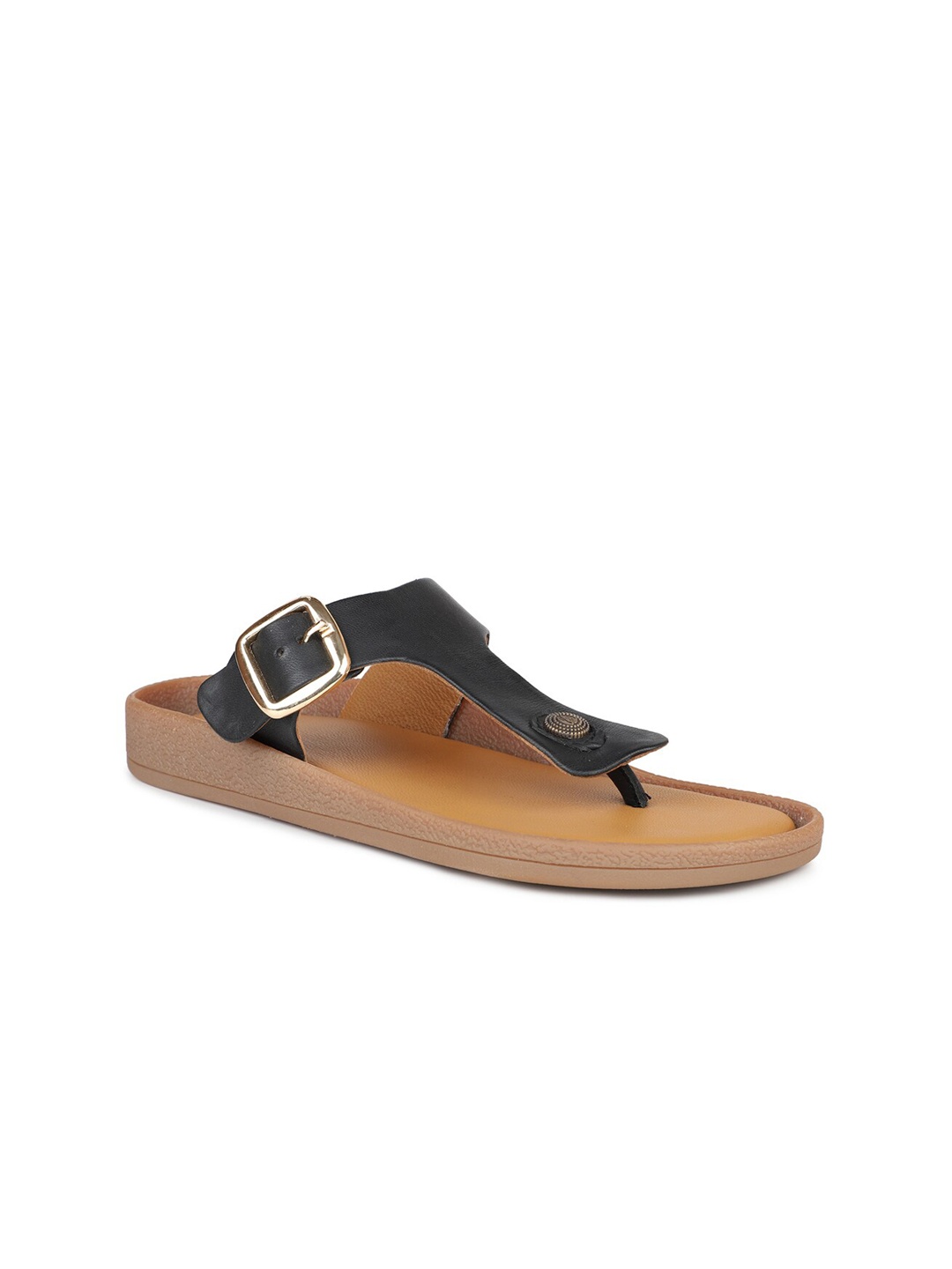 

Inc 5 Women Black Open Toe Flats with Buckles