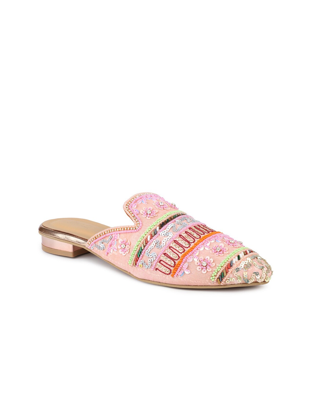 

Inc 5 Pink Embellished Ethnic Block Mules